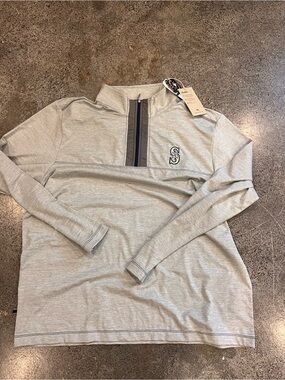 Seattle Mariners Tommy Bahama Men's Grey Quarter-Zip Pullover Polo